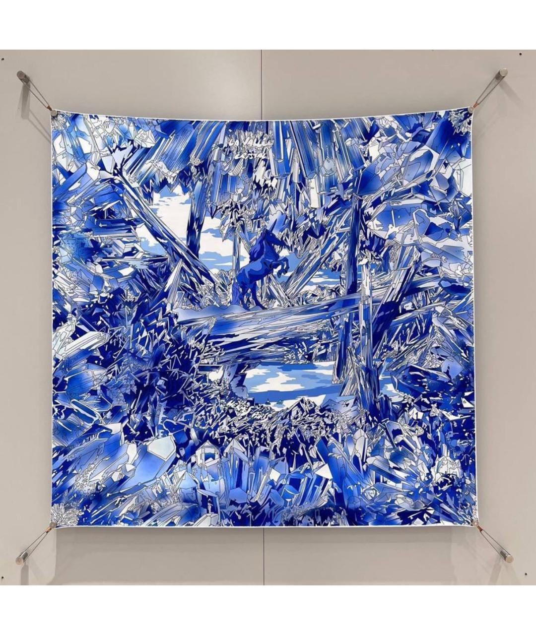 HERMES Синий шелковый платок, фото 7