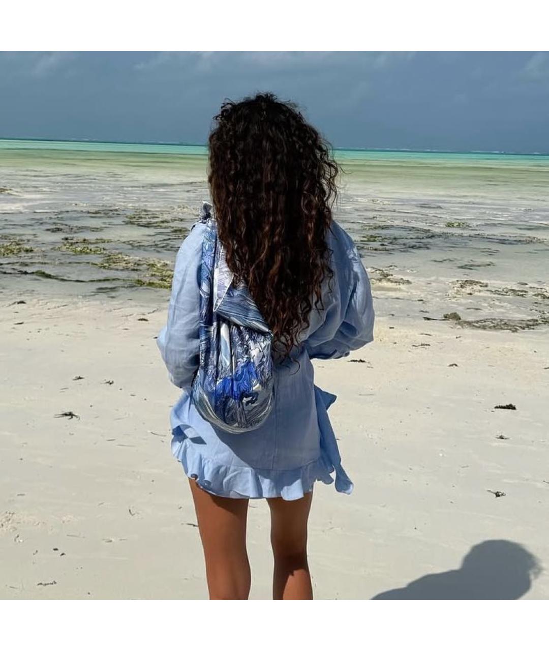 HERMES Синий шелковый платок, фото 6