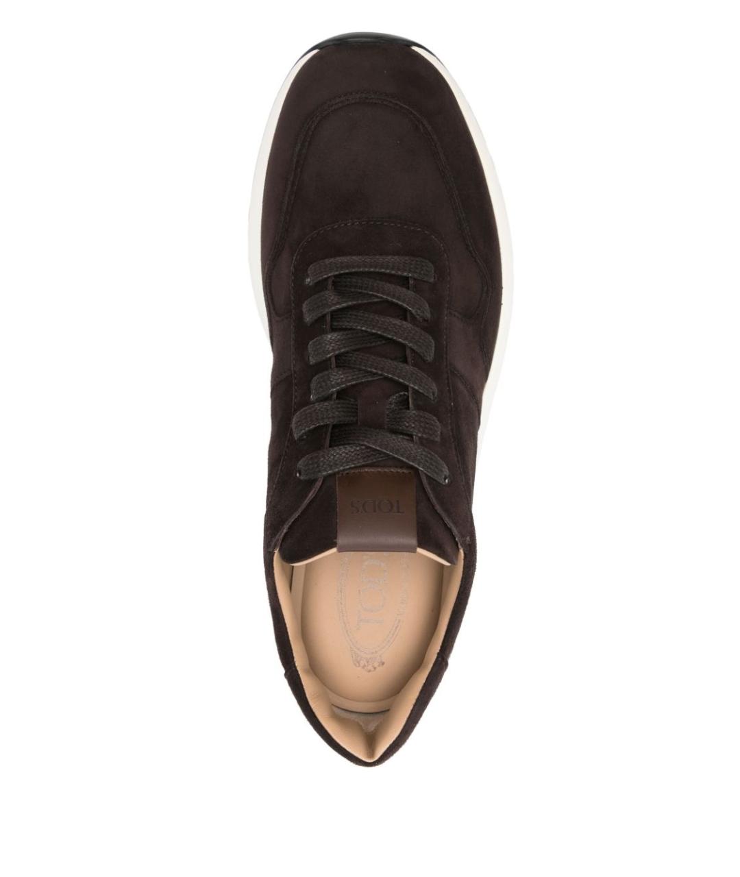 TOD'S Коричневые кожаные низкие кроссовки / кеды, фото 2