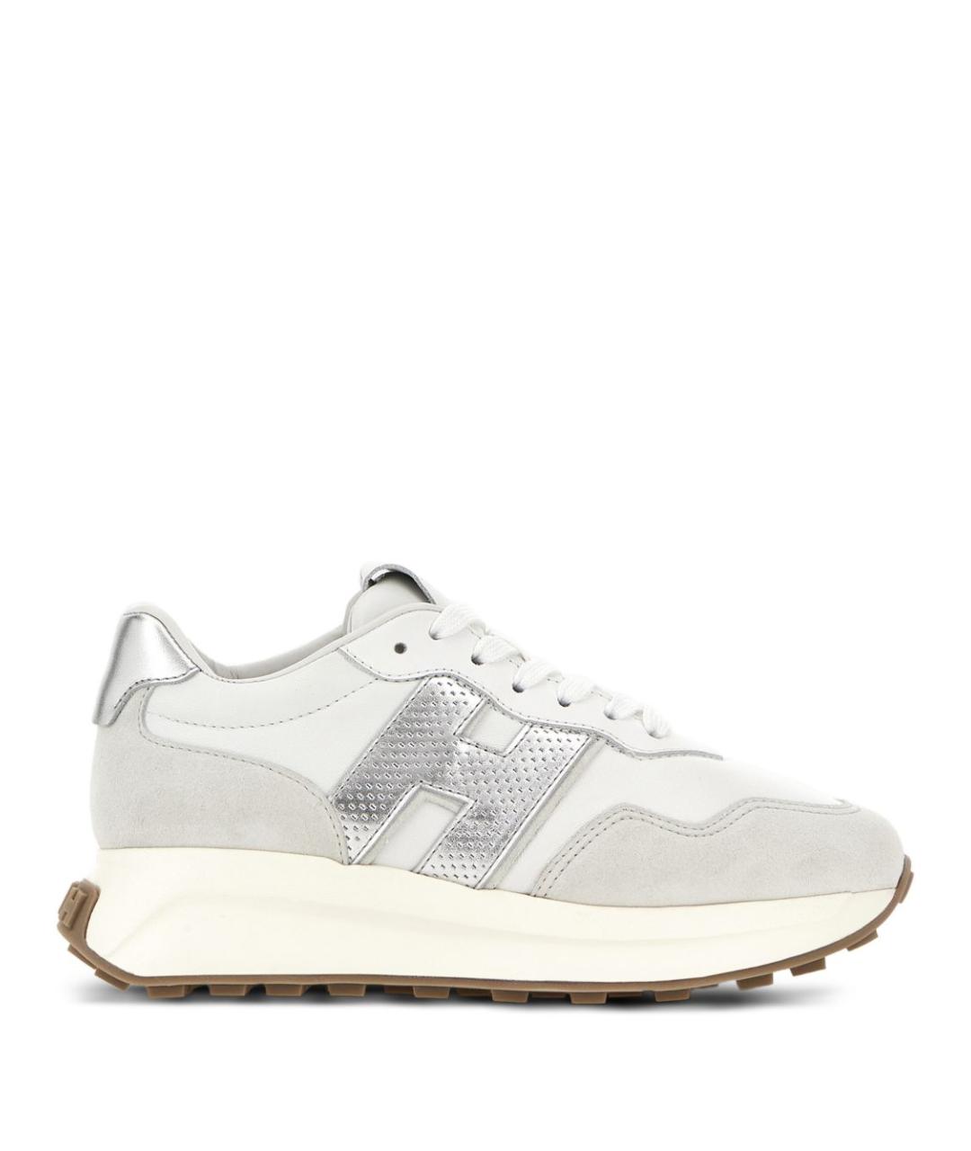 HOGAN Серые кожаные кроссовки, фото 1