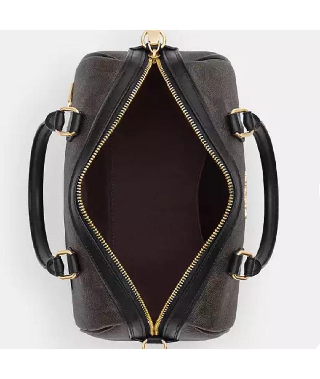 COACH Коричневая кожаная сумка с короткими ручками, фото 3