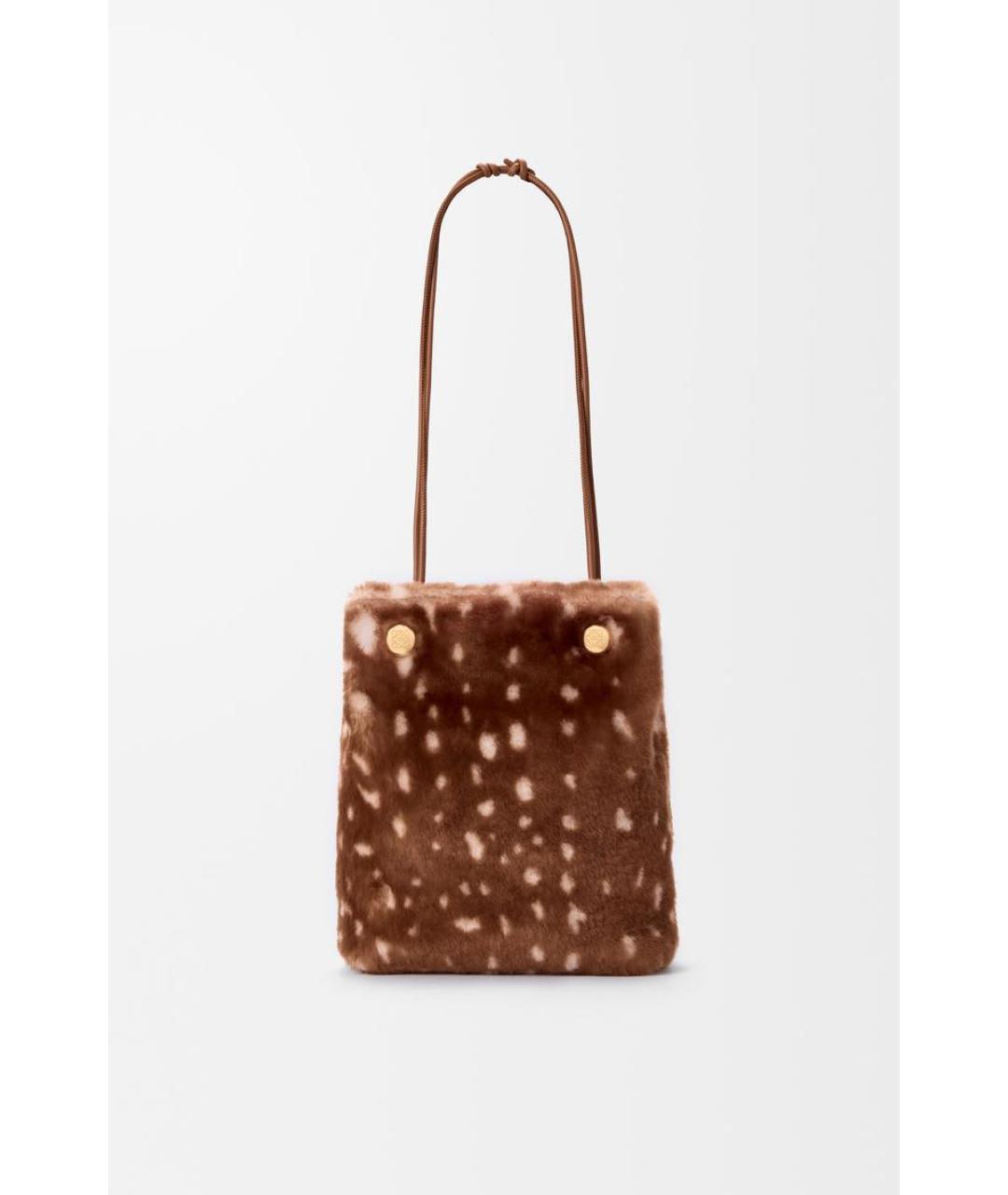 LOEWE Коричневая меховая сумка через плечо, фото 3