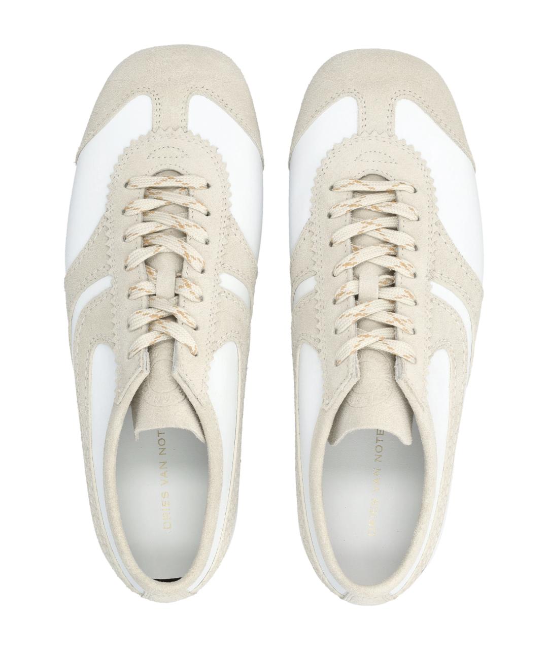 DRIES VAN NOTEN Белые кожаные низкие кроссовки / кеды, фото 2