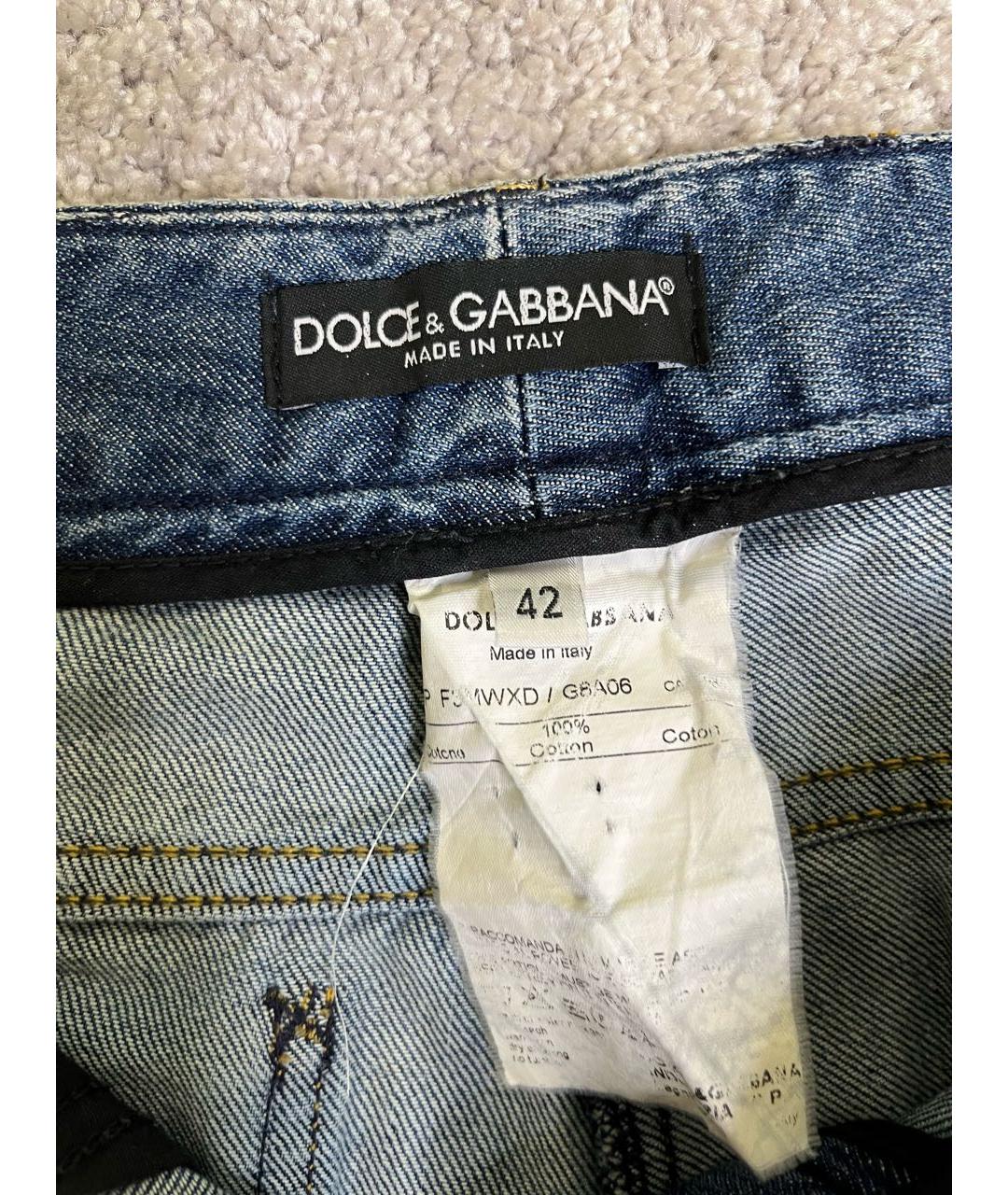 DOLCE&GABBANA Синие хлопковые джинсы клеш, фото 3