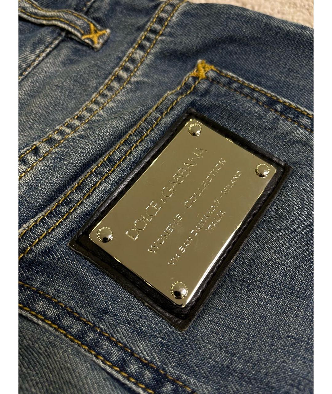 DOLCE&GABBANA Синие хлопковые джинсы клеш, фото 4