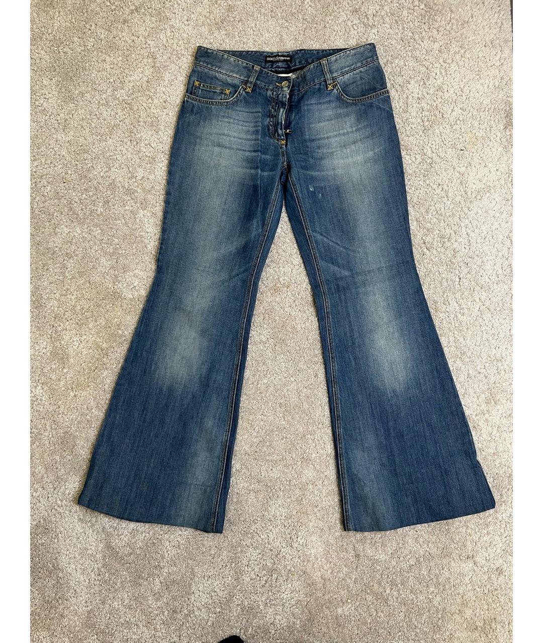 DOLCE&GABBANA Синие хлопковые джинсы клеш, фото 9