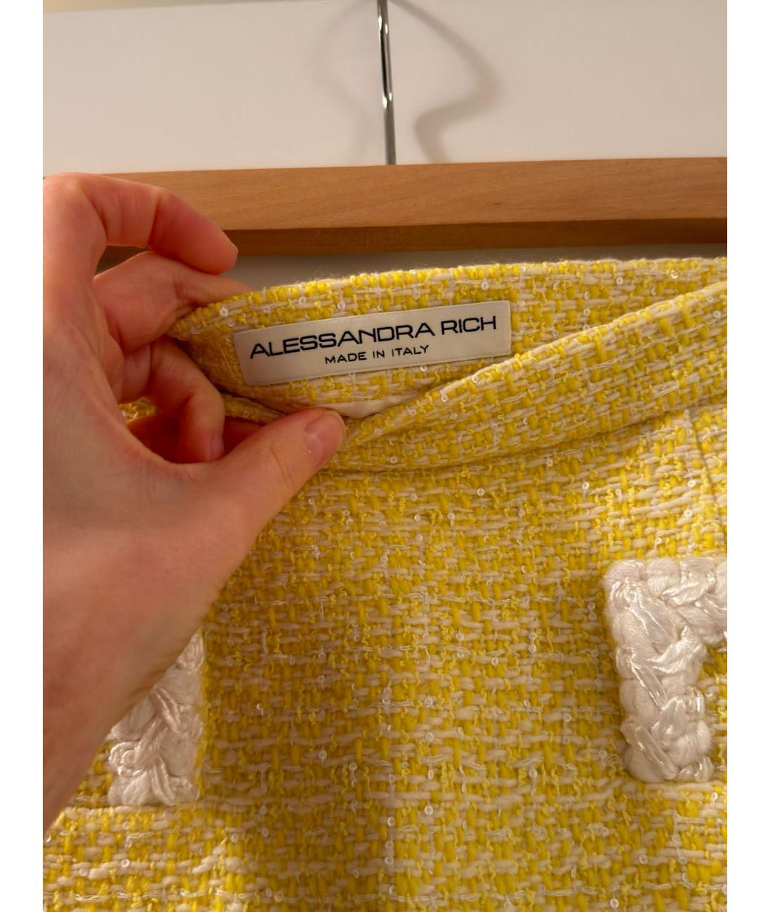 ALESSANDRA RICH Желтый твидовый костюм с юбками, фото 5