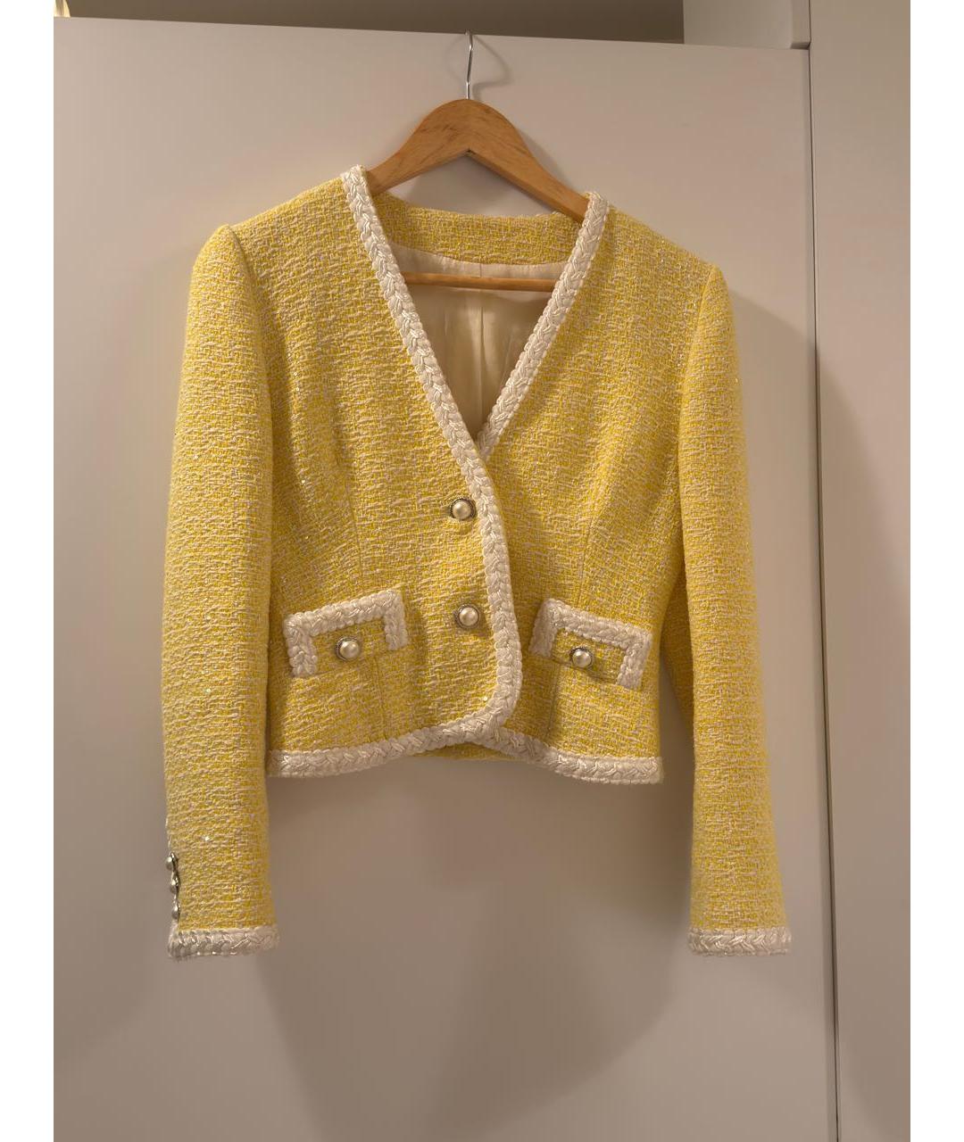 ALESSANDRA RICH Желтый твидовый костюм с юбками, фото 8