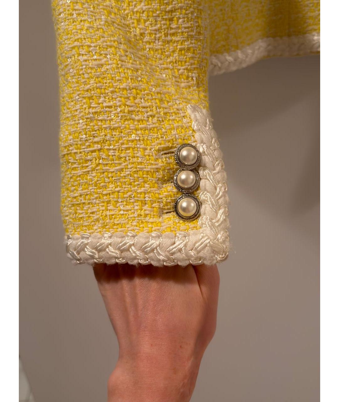 ALESSANDRA RICH Желтый твидовый костюм с юбками, фото 4