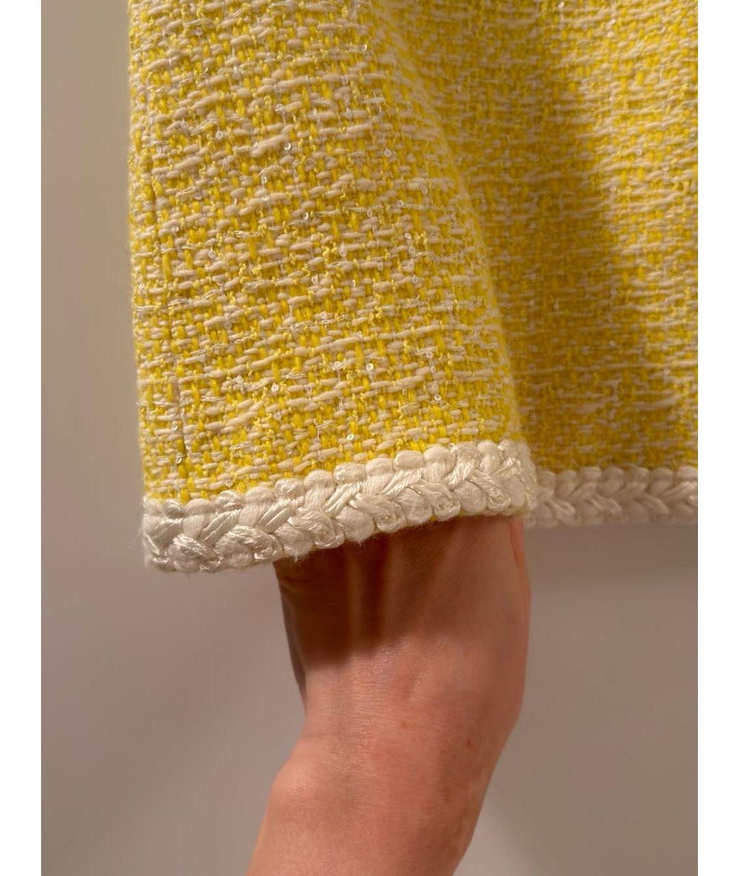 ALESSANDRA RICH Желтый твидовый костюм с юбками, фото 6