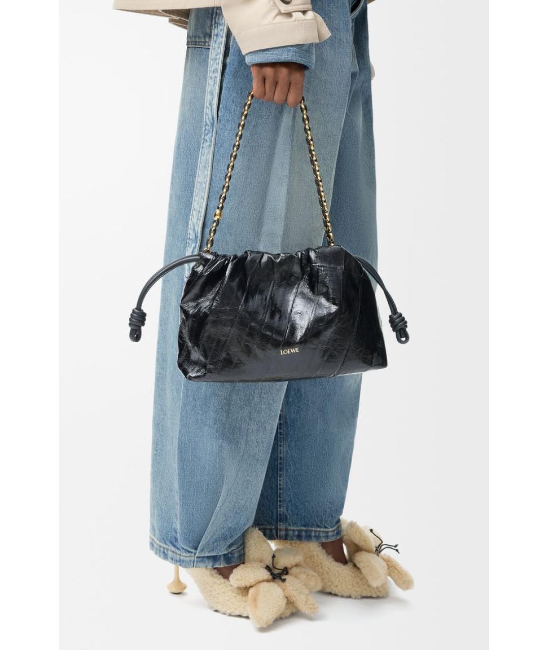 LOEWE Черная кожаная сумка с короткими ручками, фото 2