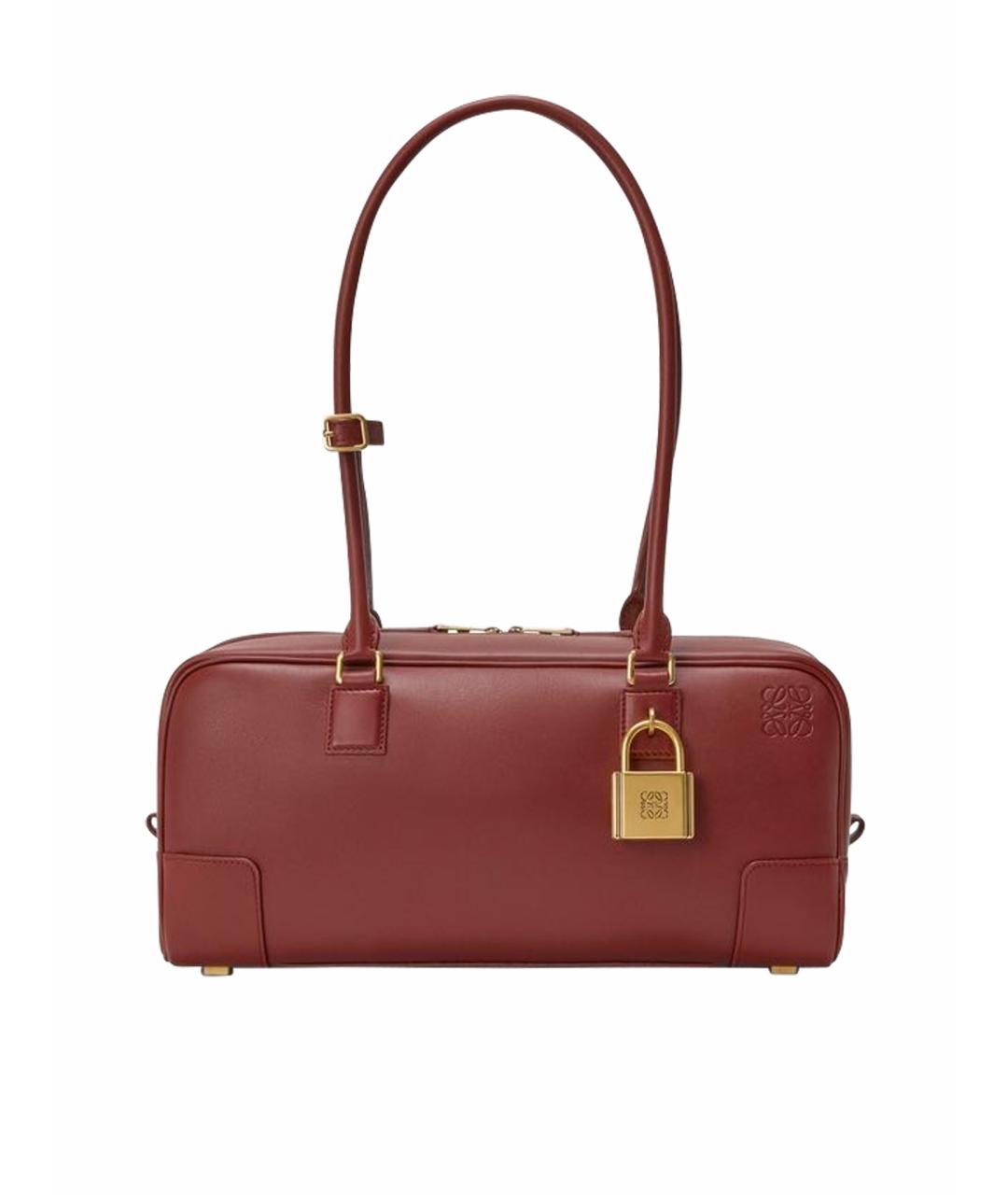 LOEWE Бордовая кожаная сумка с короткими ручками, фото 1