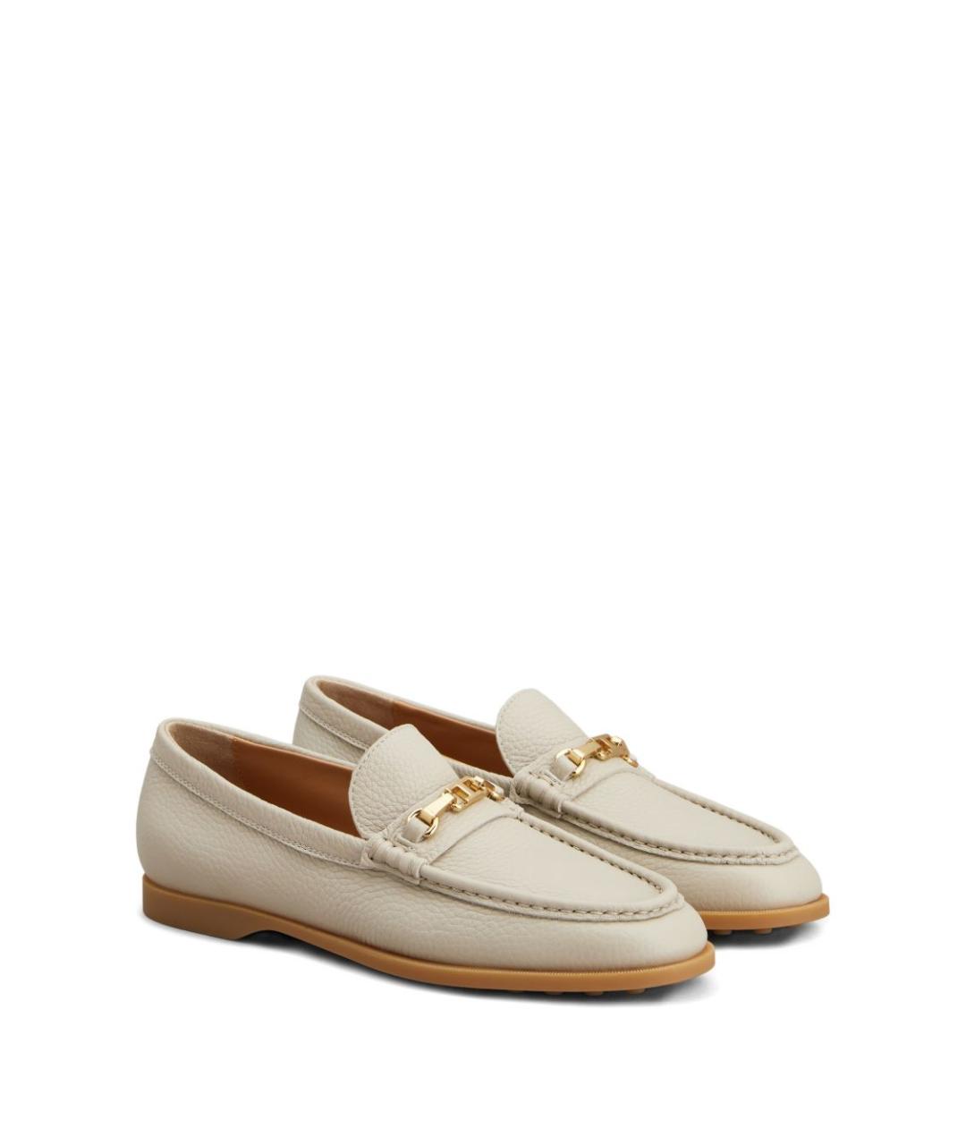 TOD'S Бежевые кожаные лоферы, фото 3