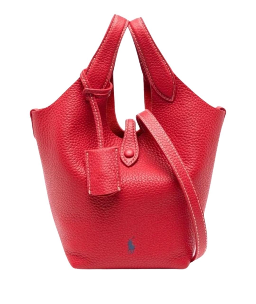 RALPH LAUREN Красная кожаная сумка с короткими ручками, фото 1