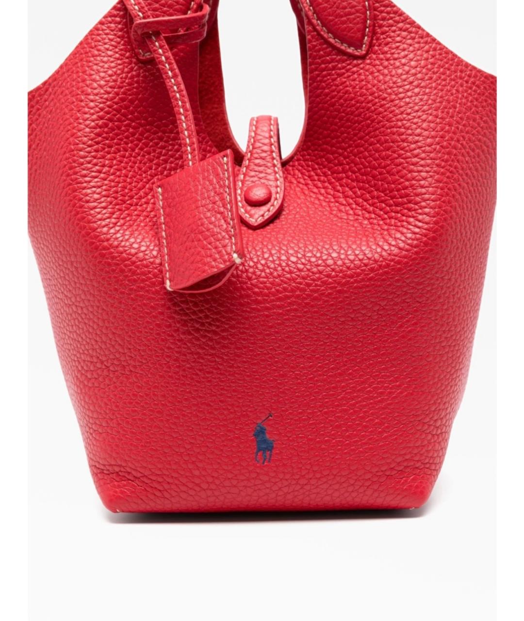 RALPH LAUREN Красная кожаная сумка с короткими ручками, фото 3