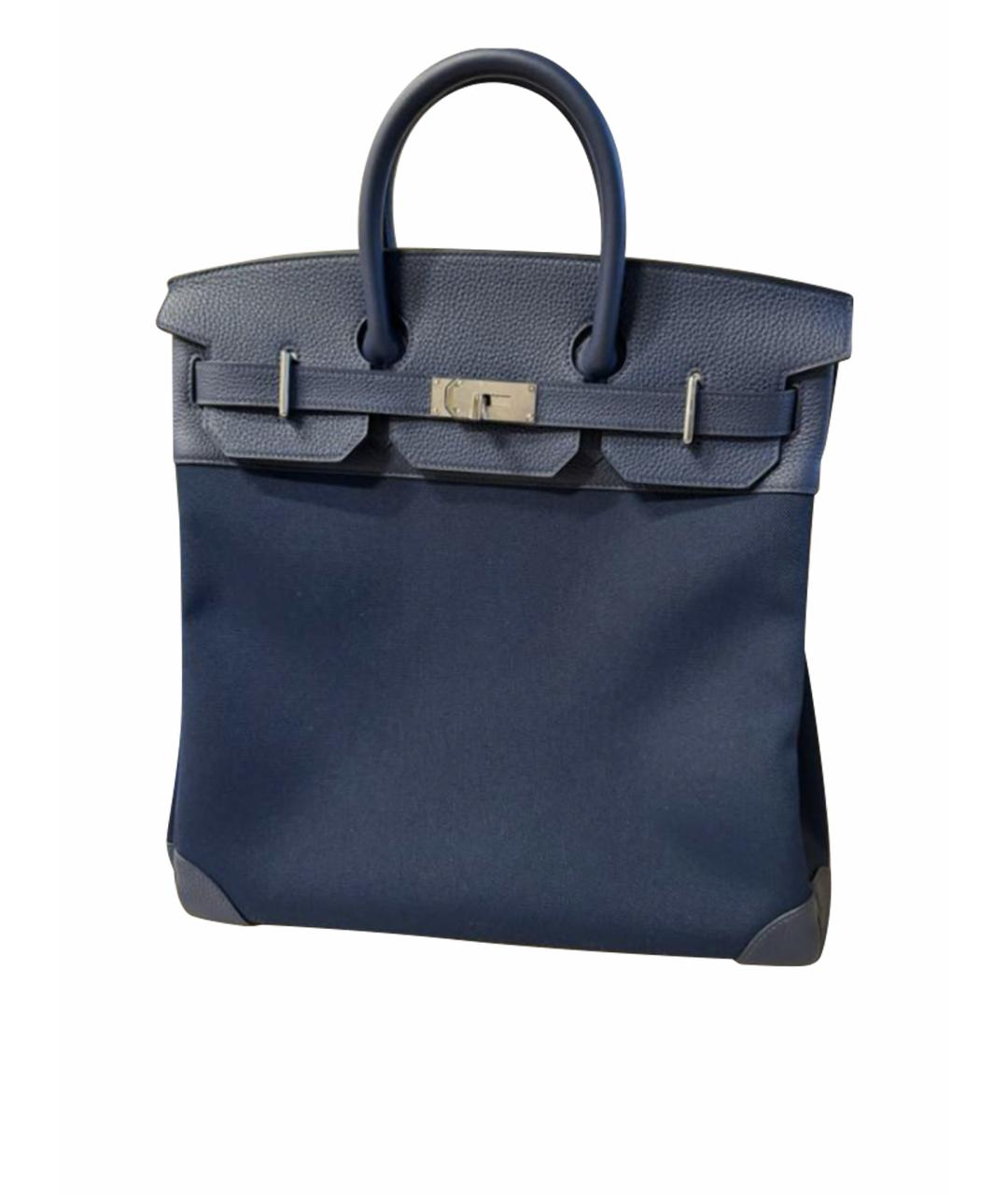HERMES Темно-синяя кожаная сумка тоут, фото 1