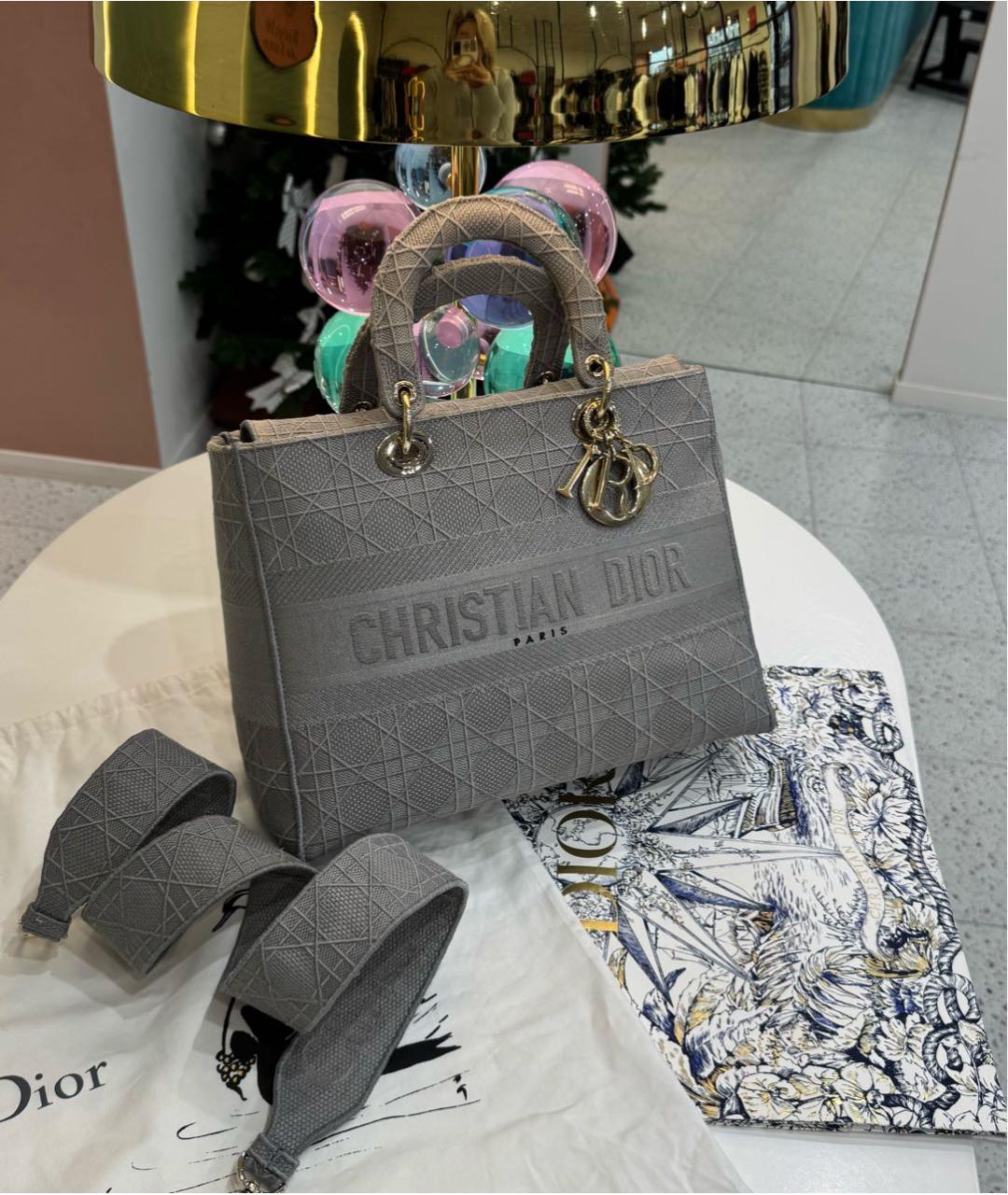 CHRISTIAN DIOR Серая тканевая сумка через плечо, фото 6