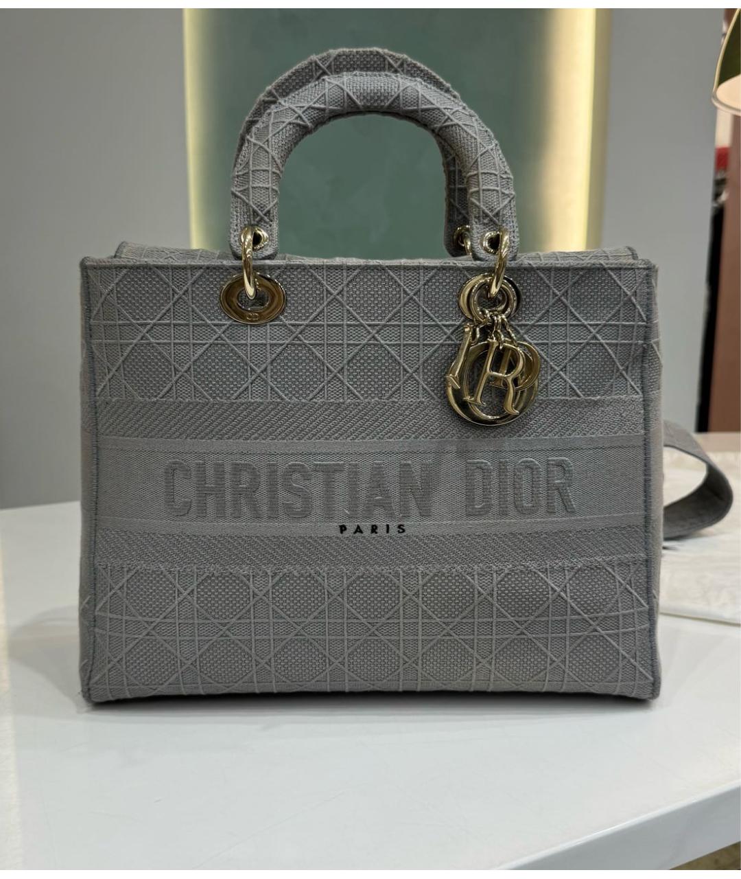 CHRISTIAN DIOR Серая тканевая сумка через плечо, фото 7