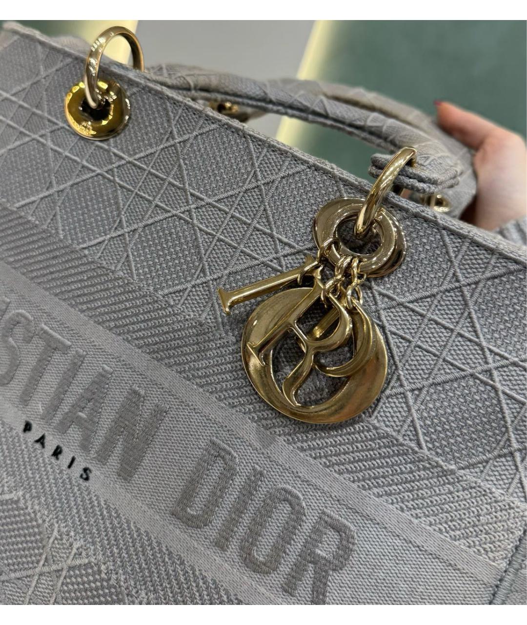 CHRISTIAN DIOR Серая тканевая сумка через плечо, фото 4