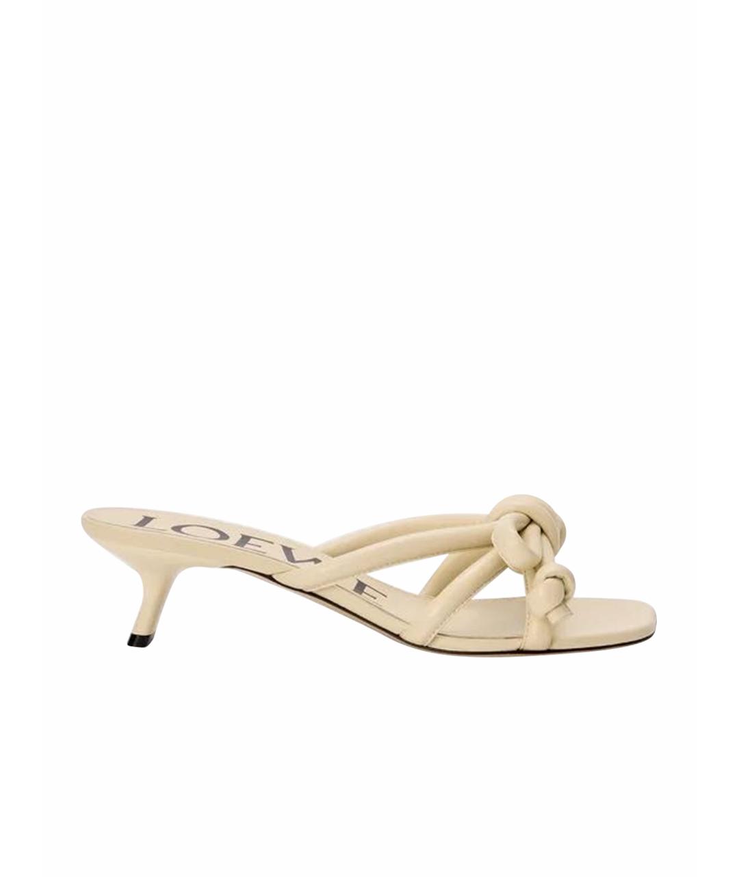 LOEWE Бежевые кожаные босоножки, фото 1