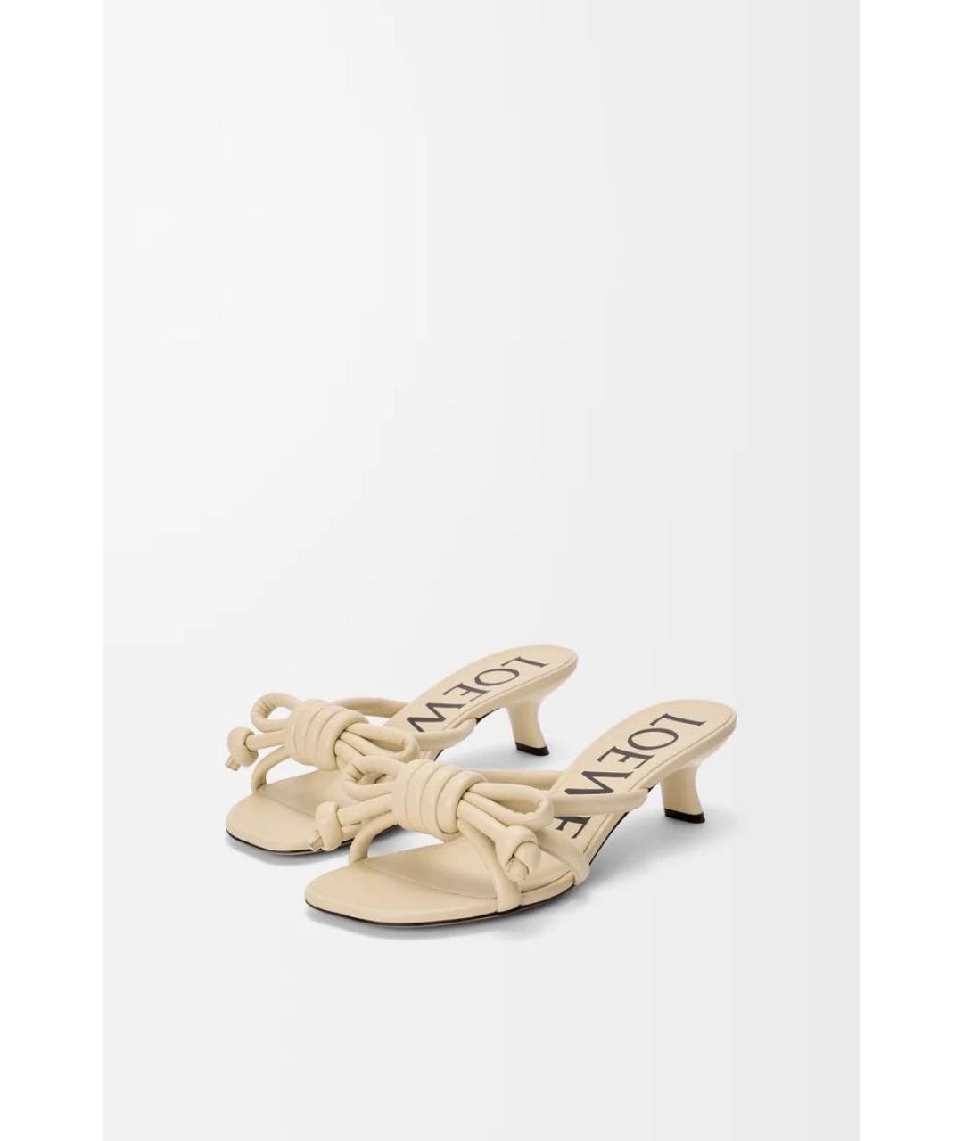 LOEWE Бежевые кожаные босоножки, фото 3