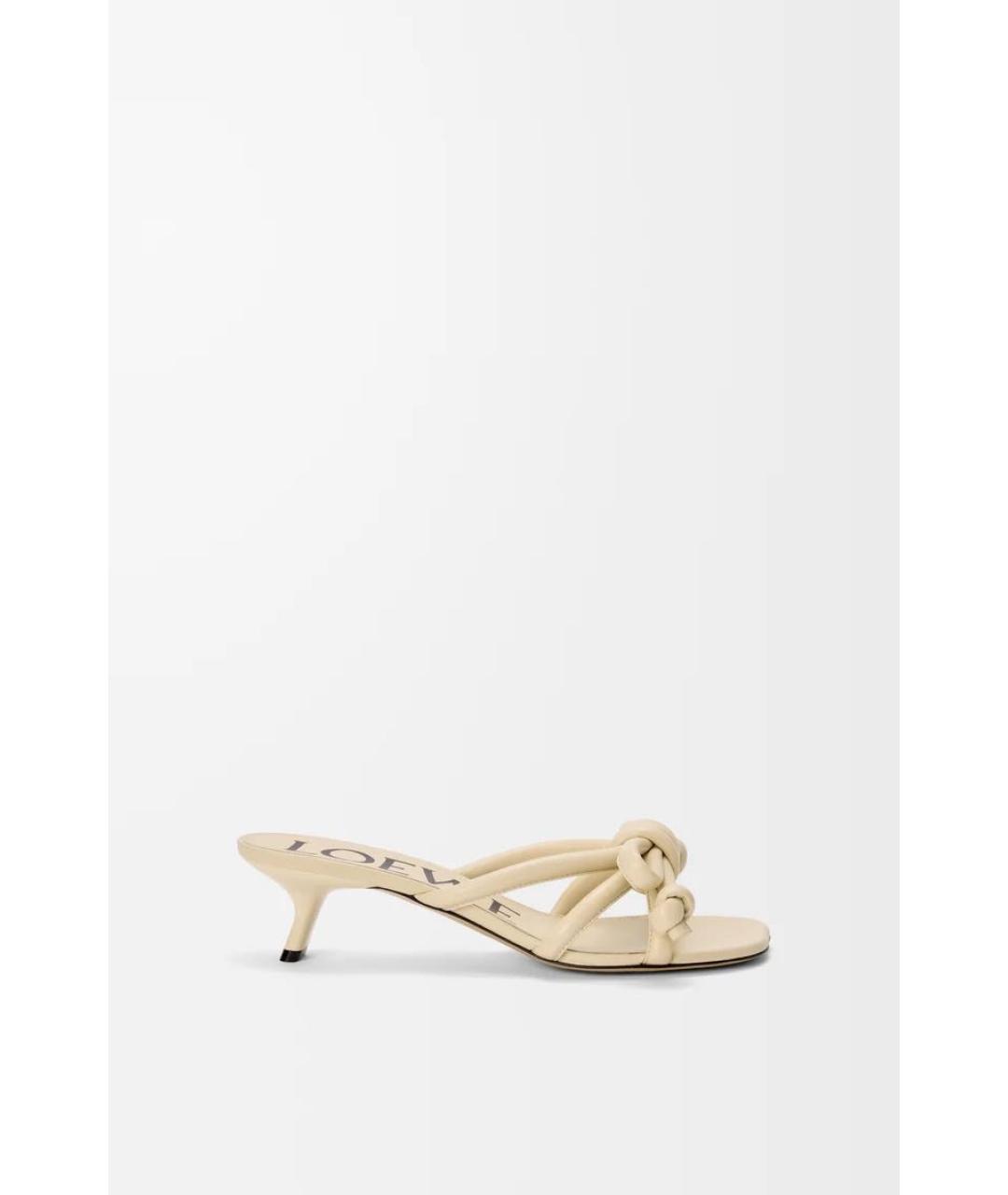 LOEWE Бежевые кожаные босоножки, фото 5