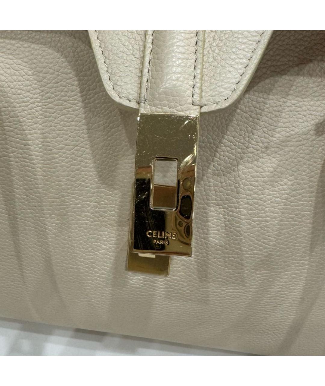 CELINE Бежевая кожаная сумка с короткими ручками, фото 3