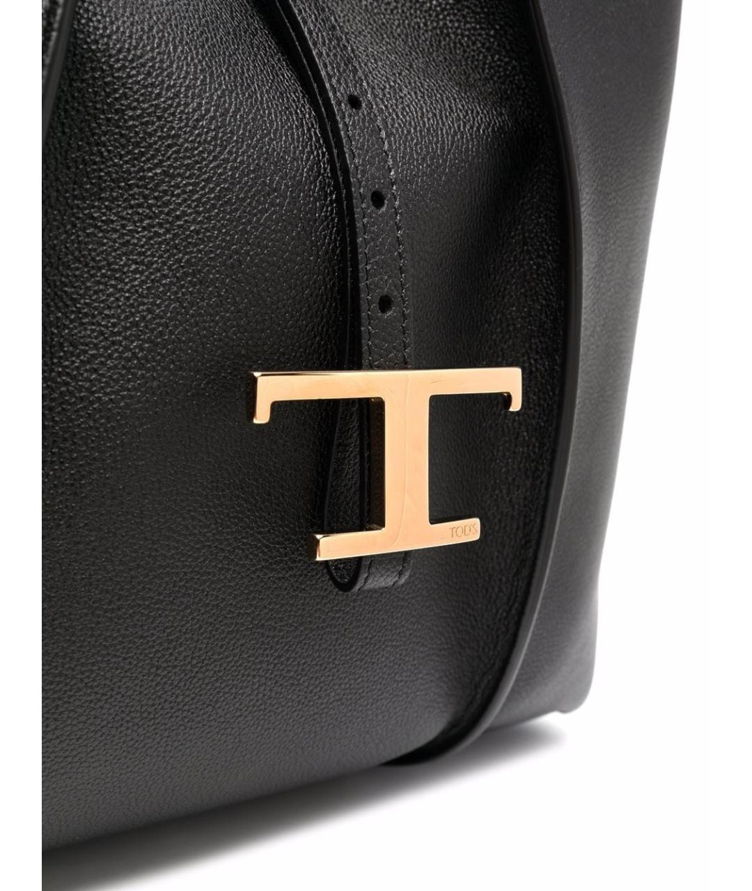 TOD'S Черная кожаная сумка тоут, фото 3