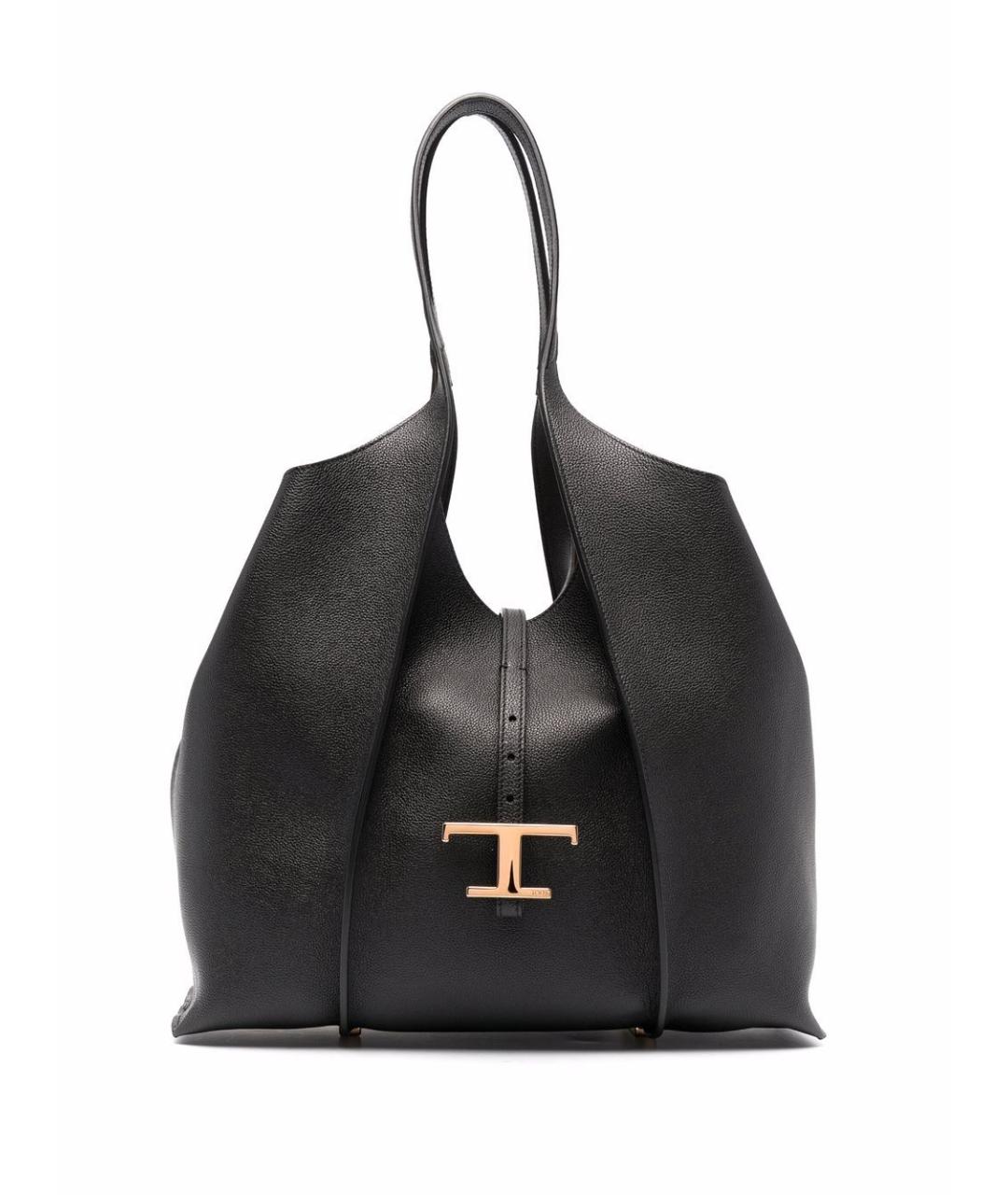 TOD'S Черная кожаная сумка тоут, фото 1