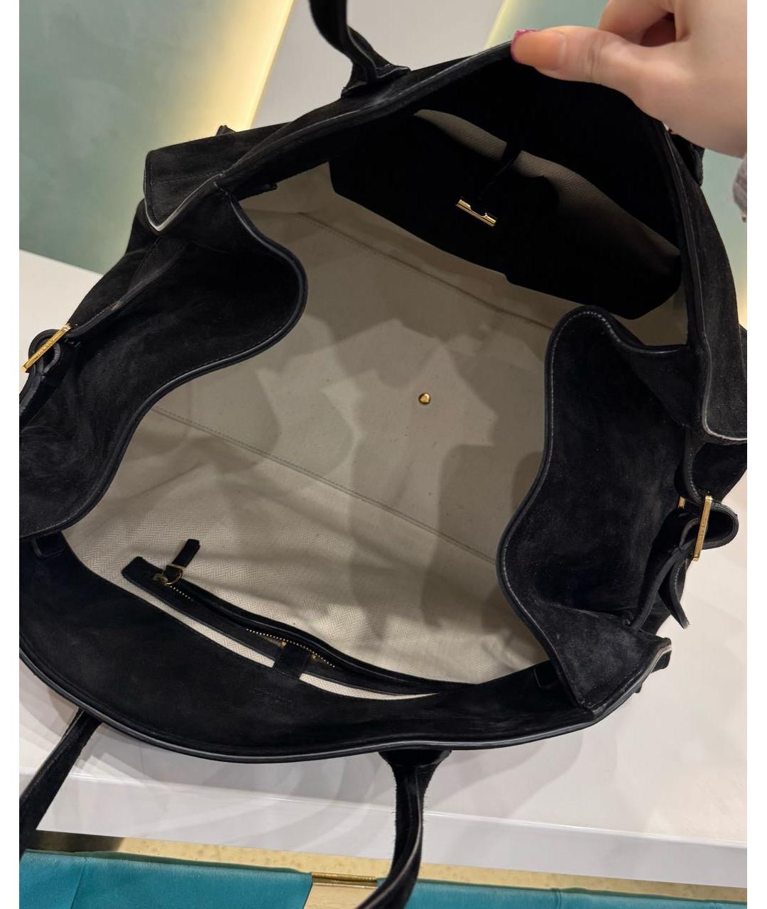 THE ROW Черная замшевая сумка с короткими ручками, фото 5