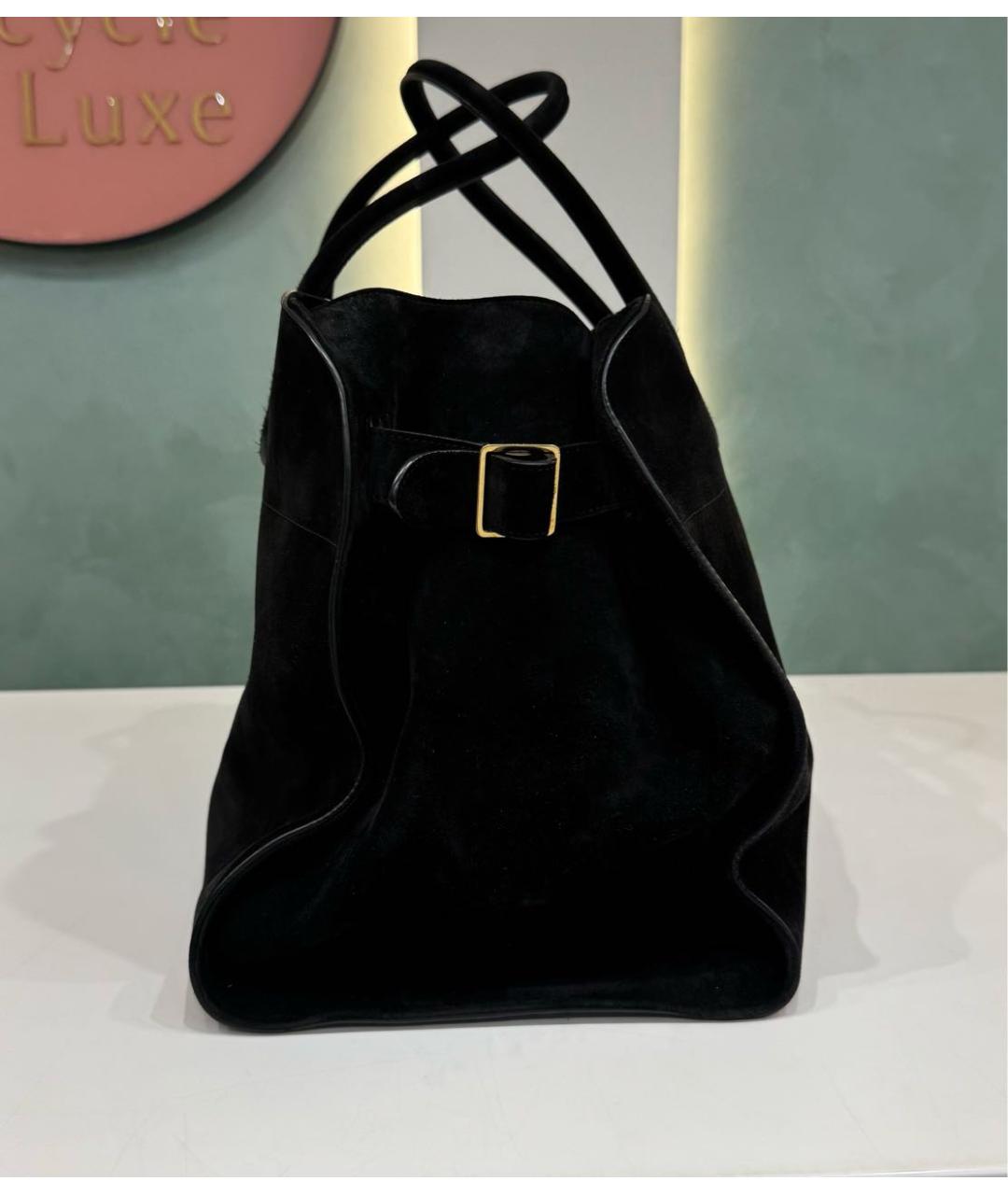 THE ROW Черная замшевая сумка с короткими ручками, фото 6