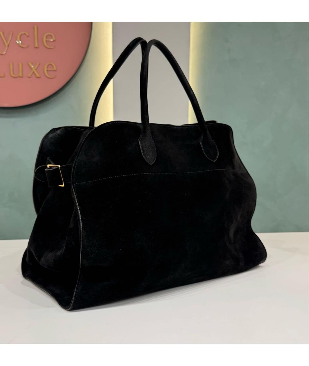 THE ROW Черная замшевая сумка с короткими ручками, фото 7