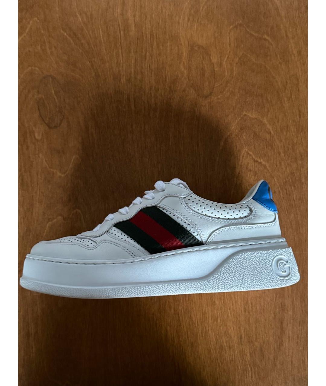 GUCCI Белые кожаные кеды, фото 4