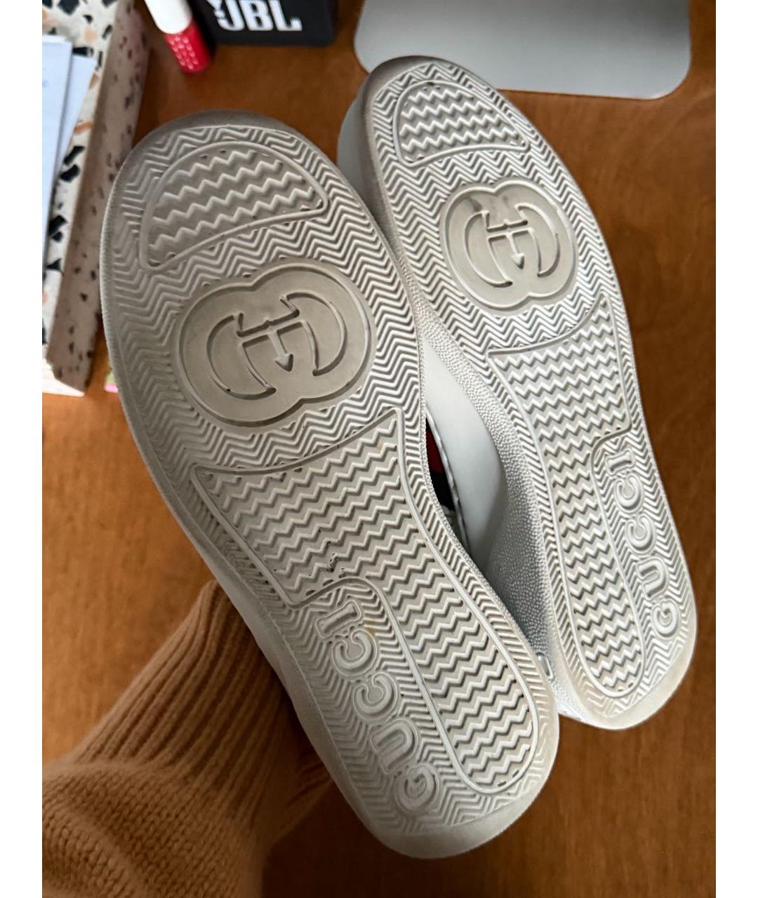 GUCCI Белые кожаные кеды, фото 5