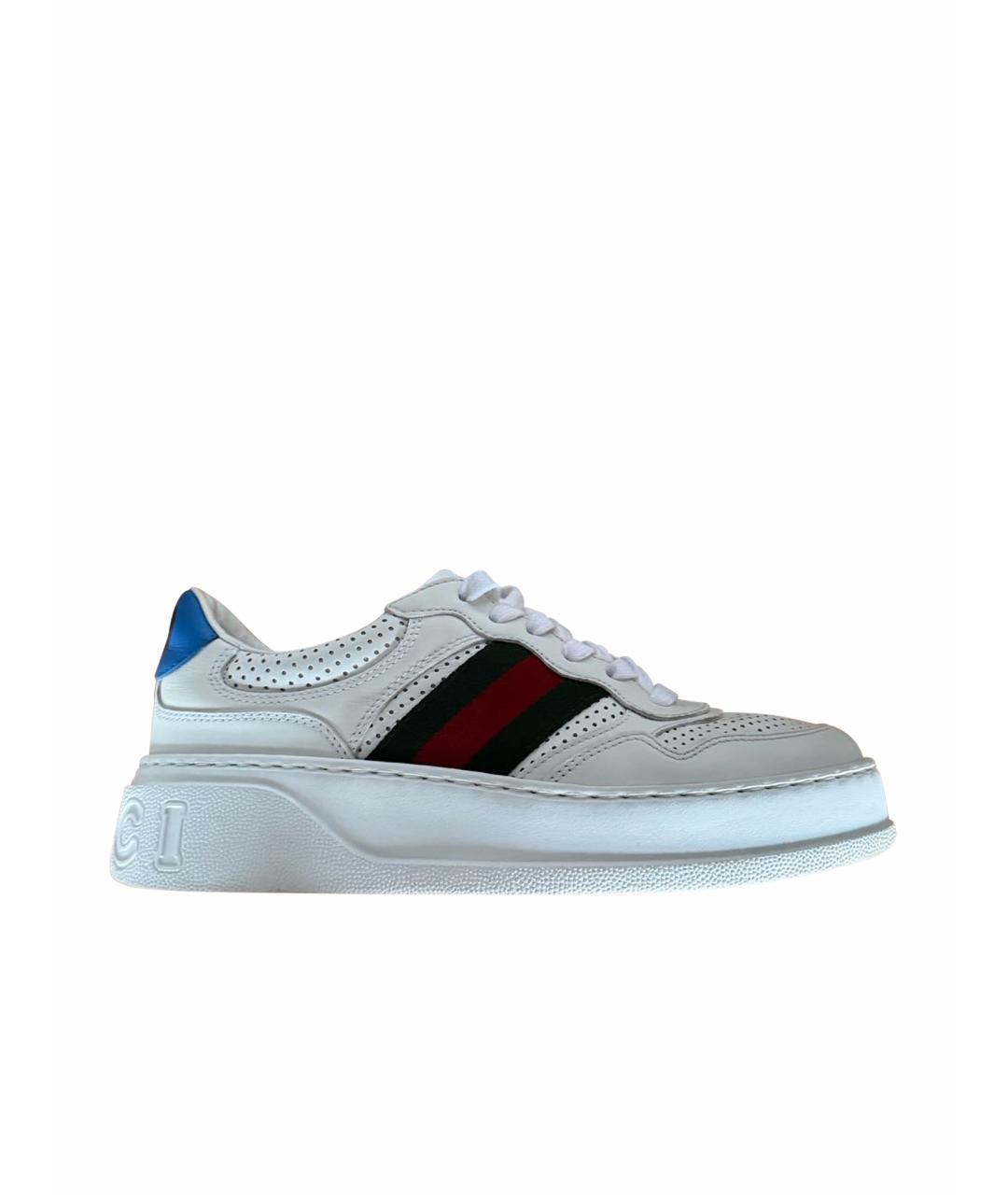 GUCCI Белые кожаные кеды, фото 1