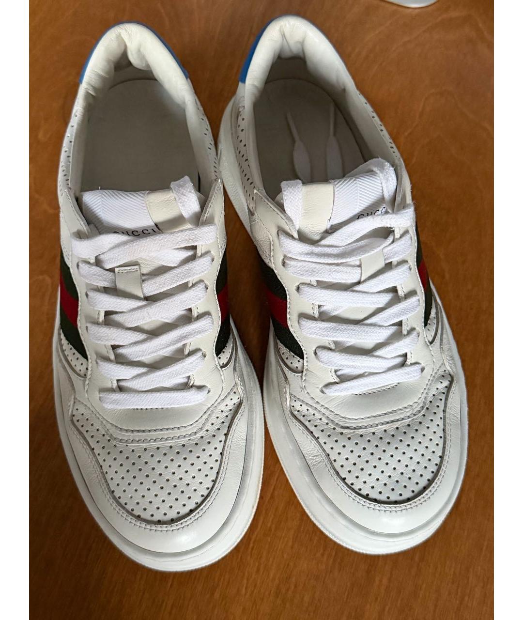 GUCCI Белые кожаные кеды, фото 2