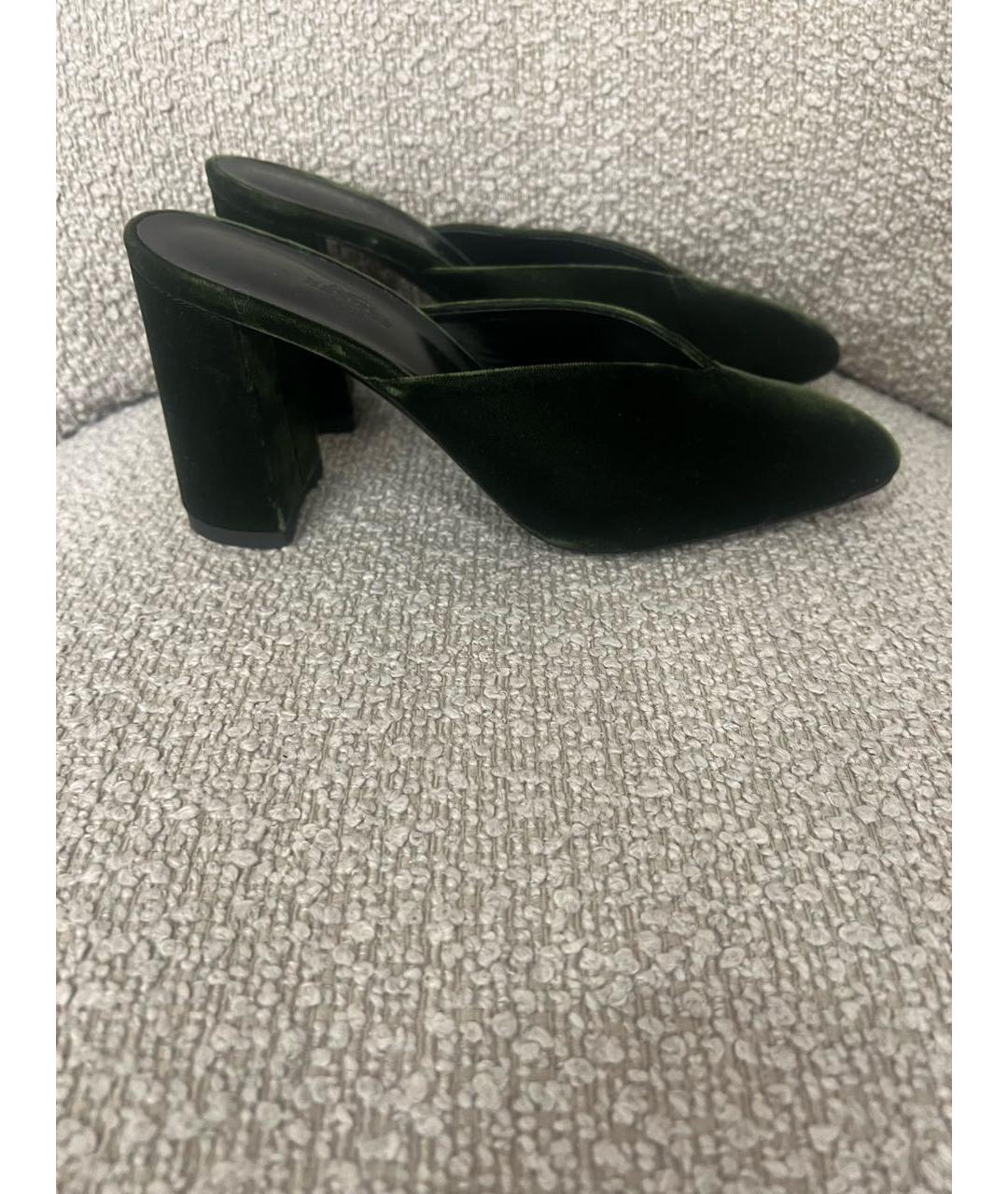 HERMES Зеленые бархатные мюли, фото 5