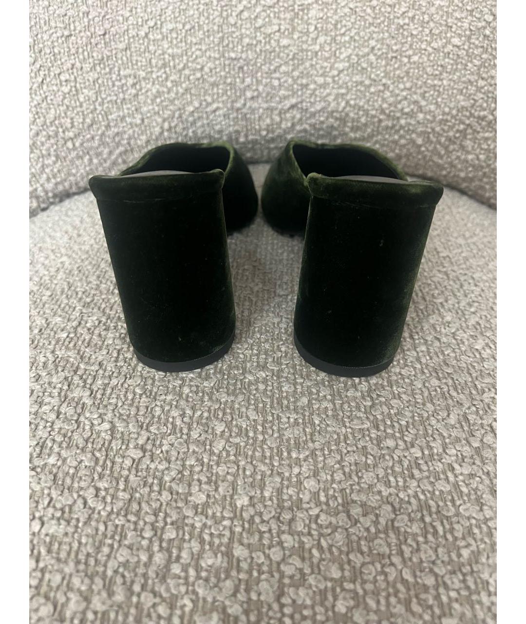 HERMES Зеленые бархатные мюли, фото 4