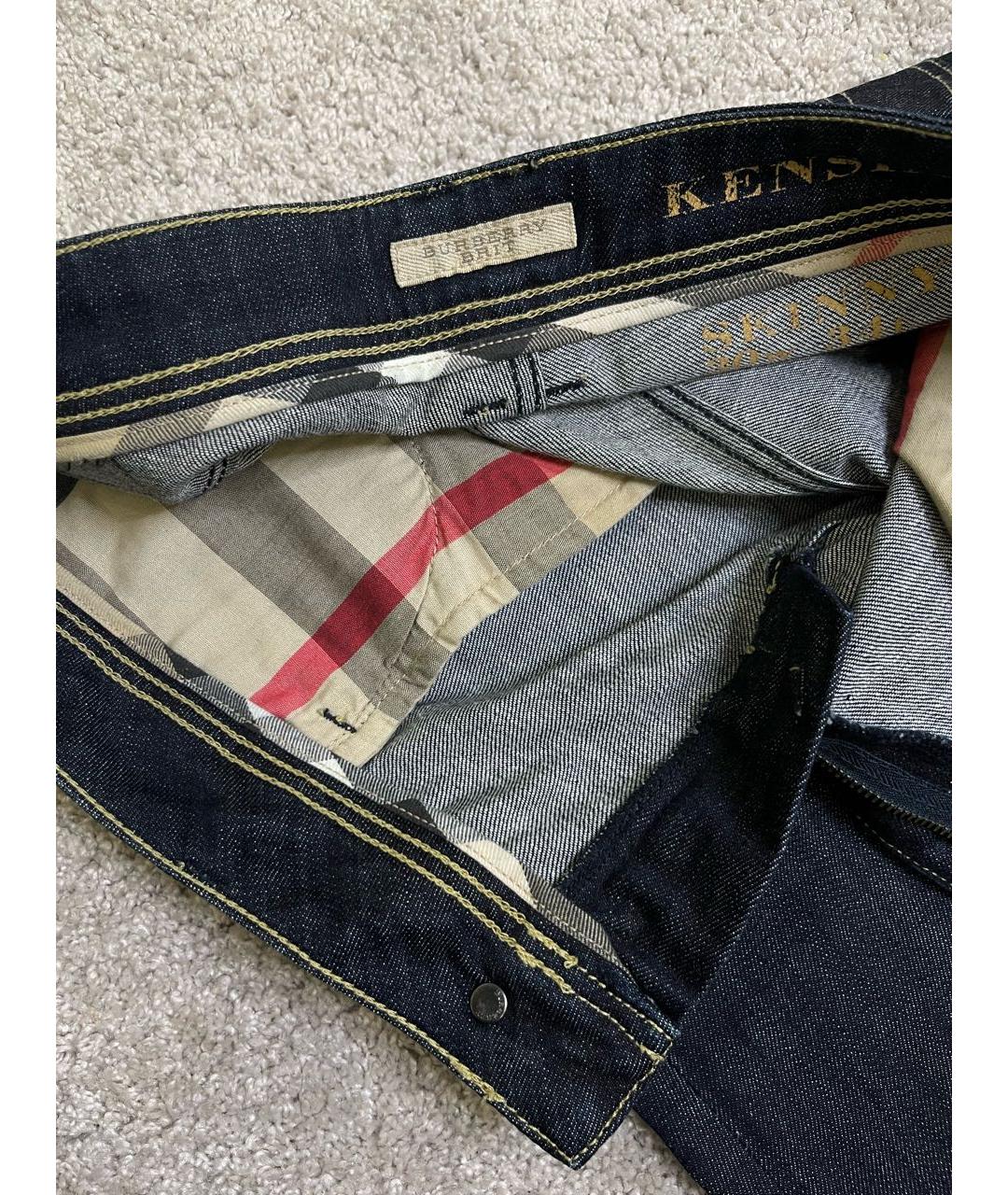 BURBERRY Темно-синие хлопковые джинсы слим, фото 3