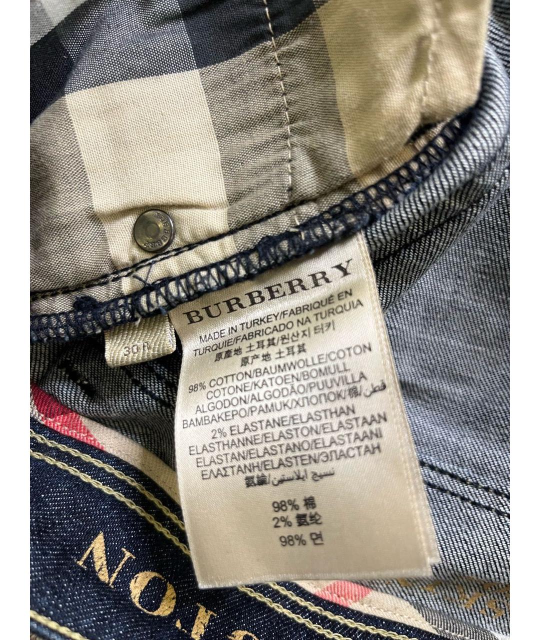 BURBERRY Темно-синие хлопковые джинсы слим, фото 5