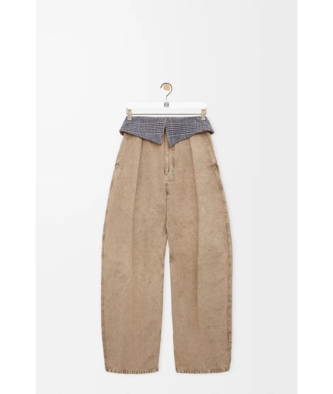 LOEWE Бежевые хлопковые прямые джинсы, фото 4