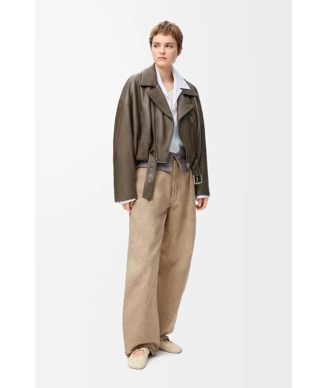 LOEWE Бежевые хлопковые прямые джинсы, фото 2