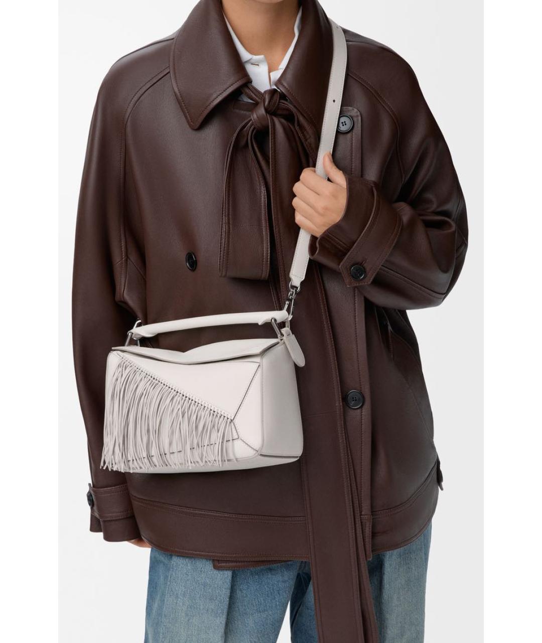 LOEWE Белая кожаная сумка через плечо, фото 3