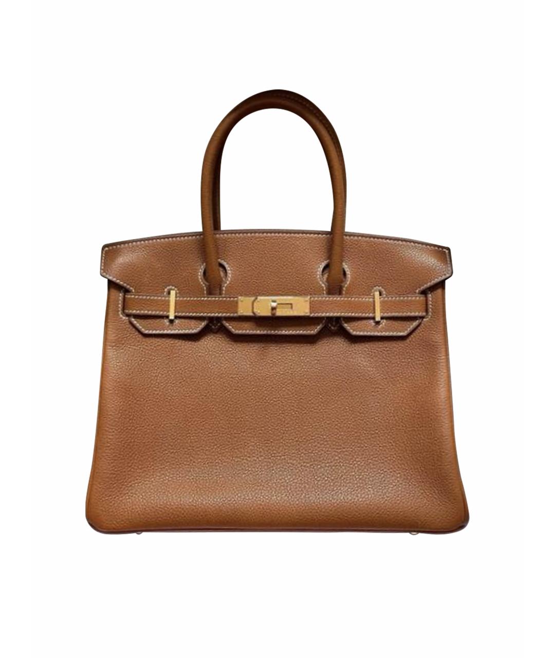 HERMES Коричневая кожаная сумка с короткими ручками, фото 1