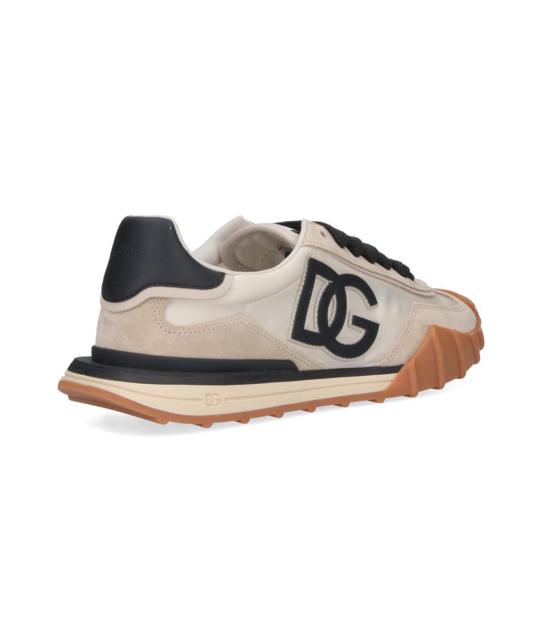 DOLCE&GABBANA Бежевые текстильные низкие кроссовки / кеды, фото 4