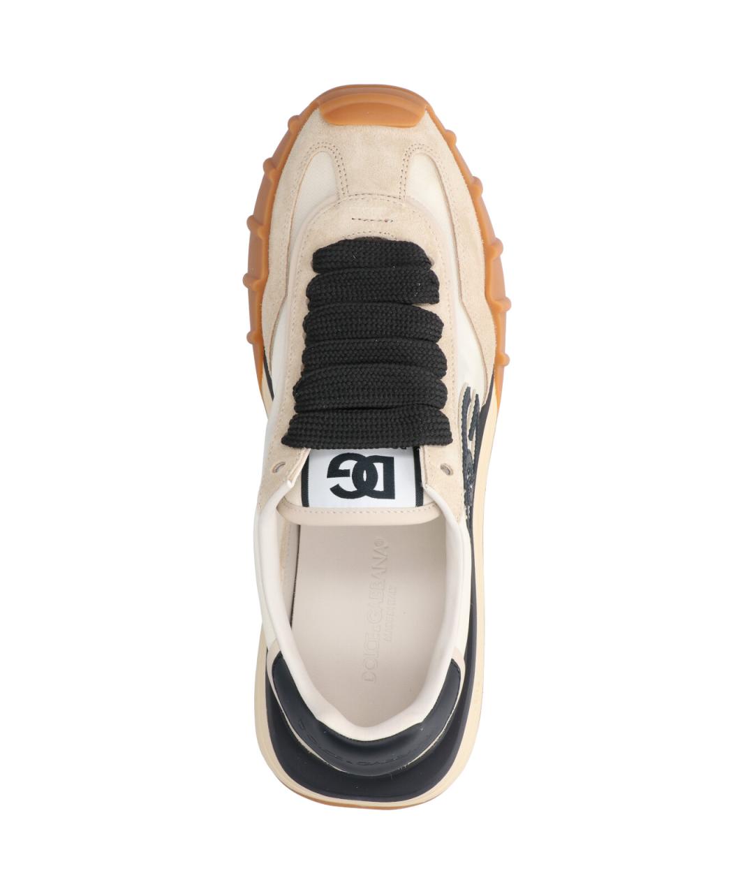 DOLCE&GABBANA Бежевые текстильные низкие кроссовки / кеды, фото 5