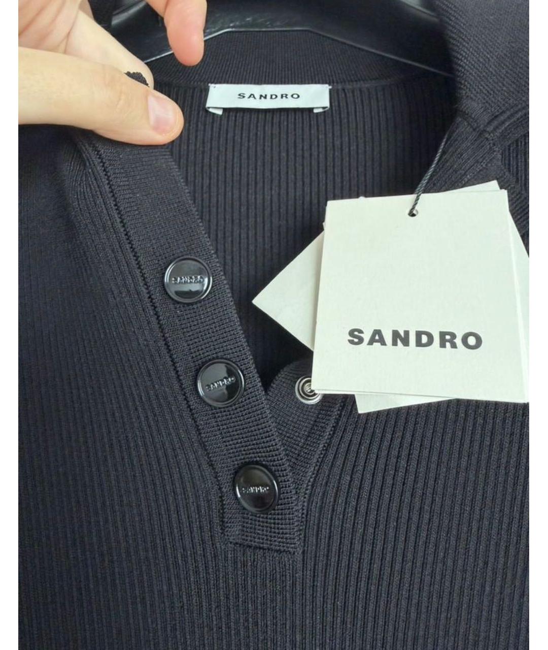 SANDRO Черное полиамидовое повседневное платье, фото 5