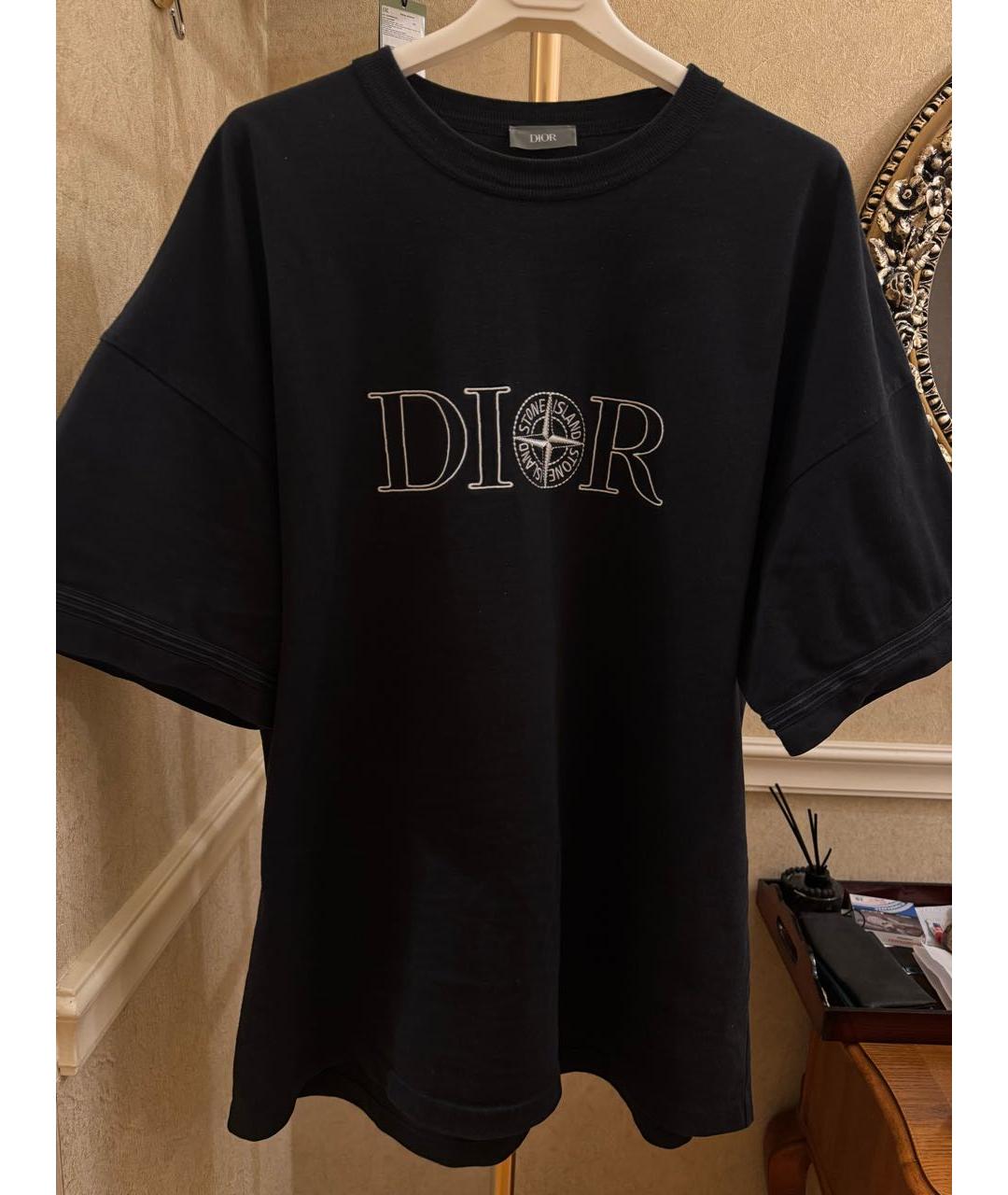 CHRISTIAN DIOR Темно-синяя хлопковая футболка, фото 5