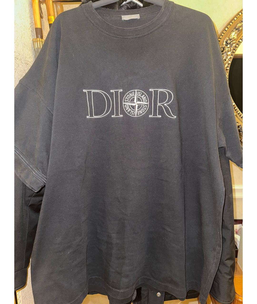 CHRISTIAN DIOR Темно-синяя хлопковая футболка, фото 5