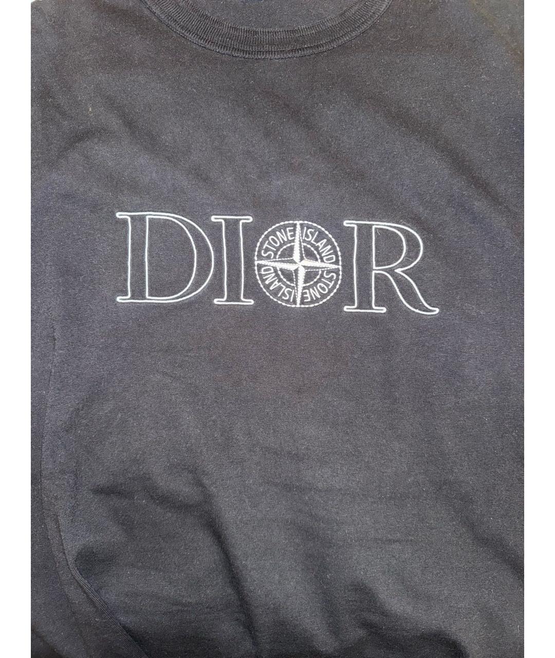 CHRISTIAN DIOR Темно-синяя хлопковая футболка, фото 2